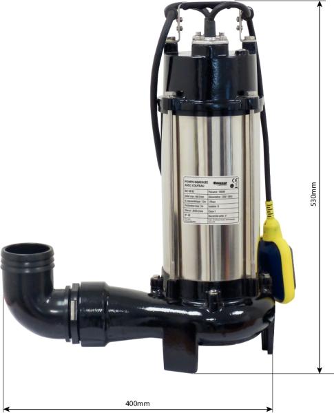 Pompe pour eau chargée avec couteau - Flotteur automatique - 1800W
